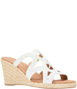 �A���h���A�[�X ���f�B�[�X �V���[�Y �T���_�� Andre Assous Neena Raffia Espadrille Wedge Slide Sandals White �z���C�g