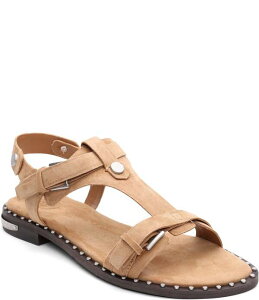 �A�b�V�� ���f�B�[�X �V���[�Y �T���_�� �X�G�[�h �A���N�� ASH Piper Suede Studded Ankle Strap Flat Sandals Moka Mou