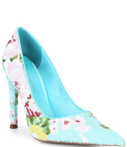 �W�F�t���[ �L�����x�� ���f�B�[�X �V���[�Y �q�[�� �X�p���R�[�� Jeffrey Campbell Good-Sequin Heel Stiletto Pumps Blue Combo �u���[