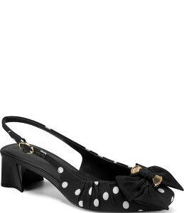 �J�[�� ���K�[�t�F���h ���f�B�[�X �V���[�Y �q�[�� �h�b�g�� �h�b�g �T���_�� KARLAGERFELD PARISprouse Polka Dot Bow Slingback Sandals Black/White �z���C�g