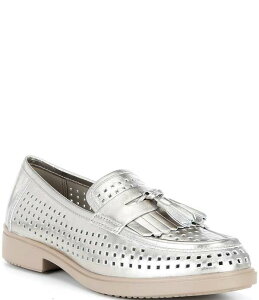 �G�R�[ ���f�B�[�X �V���[�Y �p���v�X ���U�[ ���[�t�@�[ ECCO Women's Classic Perforated Leather Tassel Penny Loafers Pure Cashmere Foil