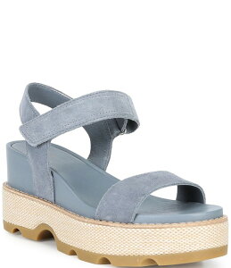 �\���� ���f�B�[�X �V���[�Y �T���_�� �v���b�g�t�H�[�� �X�G�[�h Sorel Joanie IV Suede Platform EVA Wedge Sandals Grey Ash/Gun �O���[