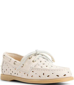 �X�y���[ ���f�B�[�X �V���[�Y �X���b�|���E���[�t�@�[ �h�J ���U�[ Sperry Women's Authentic Originaleather Embroidered Perforated Boat Shoes Cream �N���[��