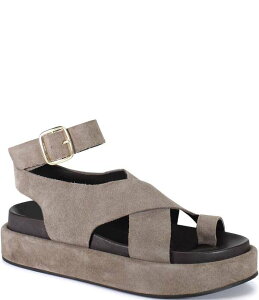 �f�B�o�g�D���[ ���f�B�[�X �V���[�Y �T���_�� �v���b�g�t�H�[�� �X�G�[�h Diba True Sugar Fix Suede Toe Looplatform Sandals Taupe �g�[�v