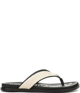 �T���G�f���}�� ���f�B�[�X �V���[�Y �T���_�� Sam Edelman Lila Raffia Thong Flip Flops Linen/Black �u���b�N