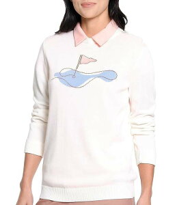 �X�|�b�g�n�[���[ ���f�B�[�X �A�E�^�[ �j�b�g�E�Z�[�^�[ �N���[�l�b�N Sport Haley Golf Pin Crew Neck Long Sleeve Sweater White �z���C�g