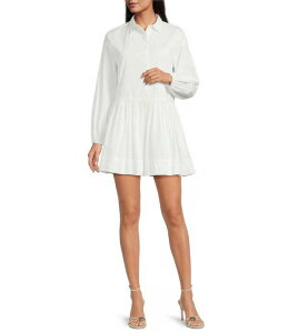 �t�����`�R�l�N�V���� ���f�B�[�X �g�b�v�X �����s�[�X �~�j �V���c �R�b�g�� French Connection Cambria Collared Long Sleeve Cotton Mini Shirt Dressummer White �z���C�g