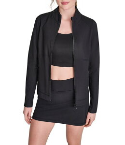 �_�i�L������ ���f�B�[�X �A�E�^�[ �R�[�g �X�^���h�l�b�N �X�G�[�h �W���P�b�g DKNY Sport by Donna Karan Coordinating Sueded Compression Funnel Neck Long Sleeve Zip Front Jacket Black �u���b�N