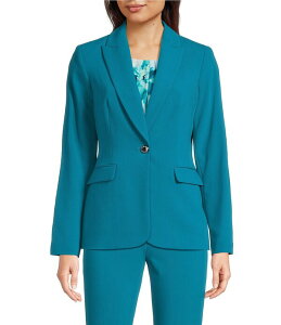 �J���o���N���C�� ���f�B�[�X �A�E�^�[ �R�[�g �W���P�b�g Calvin Klein Coordinating Notch Lapelong Sleeve One Button Jacket Petrol