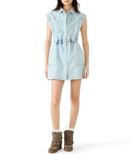 �X�e�B�[�u �}�f�� ���f�B�[�X �g�b�v�X �����s�[�X �~�j �V���c �f�j�� �L���b�v Steve Madden Robbie Collared Cap Sleeve Denimini Shirt Dress Aruba Blue �u���[