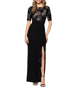 �x�b�c�B�A���h�A�_�� ���f�B�[�X �g�b�v�X �����s�[�X Betsy & Adam Soutache Mixed Media Gown Black/Nude �u���b�N
