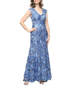 �A���b�N�X�C�u�j���O�X ���f�B�[�X �g�b�v�X �����s�[�X V�l�b�N �m�[�X���[�u Alex Eveningsleeveless V-Neck Soutache Longown Brush Peri