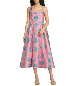 �����[�s�����b�c�@�[ ���f�B�[�X �g�b�v�X �����s�[�X �~�f�B �m�[�X���[�u Lilly Pulitzerissy Jungle Flower Brocade Square Neck Sleeveless Midi Dress Conch Shell
