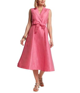 �t�����Z�X�o�����^�C�� ���f�B�[�X �g�b�v�X �����s�[�X V�l�b�N �m�[�X���[�u FRANCES VALENTINE Lucia Poly Dupion V-Neck Sleeveless Tie Waist Dress Pink �s���N