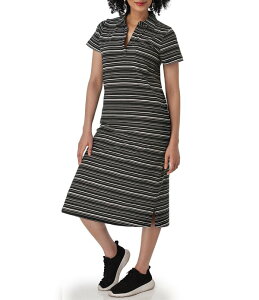 �A�x���`���� ���f�B�[�X �g�b�v�X �����s�[�X �v�����g T�V���c Aventura Endlessummer Yarn-Dye Striprint Johnny Collar Short Sleeve Tee Dress Black �u���b�N