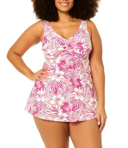 ���C�W���Y ���f�B�[�X �g�b�v�X �����s�[�X V�l�b�N �v���X�T�C�Y Raisins Curve Plusize Lucia V-Neck Frontwist One Piece Swim Dress Magenta �}�[���^