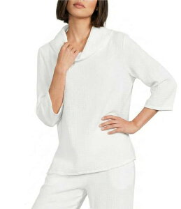 �u���C�� �E�H�[�J�[ ���f�B�[�X �g�b�v�X �V���c �R�b�g�� Bryn Walker Etta Cotton Gauze Cowl Neck 3/4 Sleeve Shirt White �z���C�g
