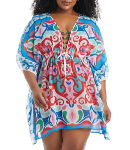 �u���[���b�h�r�[�e�B ���f�B�[�X �g�b�v�X �����s�[�X �v���X�T�C�Y Bleu Rod Beattie Plusize Ibiza Bohemia Flutter Sleeves Caftan Swim Cover-Up Multi �}���`�J���[