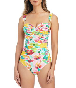 �u���[���b�h�r�[�e�B ���f�B�[�X �g�b�v�X �����s�[�X Bleu Rod Beattie Love Bloomshirred Underwire Bra Bandeau One Piece Swimsuit White �z���C�g