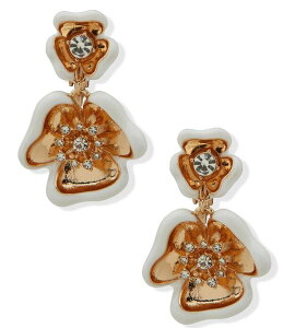 �A���N���C�� ���f�B�[�X �A�N�Z�T���[ �s�A�X�E�C�������O Anne Klein Double Textured Flower Drop Clip Earrings White �z���C�g