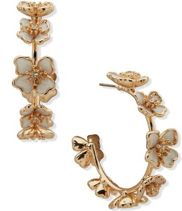 �A���N���C�� ���f�B�[�X �A�N�Z�T���[ �s�A�X�E�C�������O Anne Klein Stationed Flower Hoop Earrings White/Gold �z���C�g
