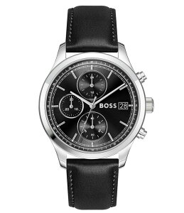 �q���[�S�{�X ���f�B�[�X �A�N�Z�T���[ �r���v ���U�[ Hugo Boss Men'stratus 41mm Quartz Chronograph Leather Strap Watch Black �u���b�N
