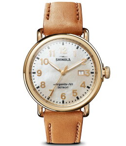 �V���C�m�[�� ���f�B�[�X �A�N�Z�T���[ �r���v ���U�[ SHINOLA Women's Runwell Quartz Analog Leather Strap Watch Tan/White Mother of Pearl �z���C�g