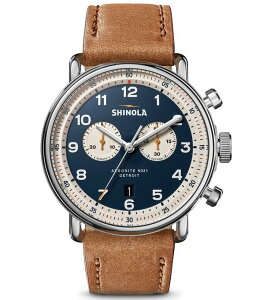 �V���C�m�[�� ���f�B�[�X �A�N�Z�T���[ �r���v ���U�[ SHINOLA Men's Canfield Model C56 Quartz Chronograph Leather Strap Watch Tan/Continental Blue �u���[