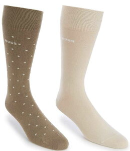 �q���[�S�{�X �����Y �A���_�[�E�F�A �C�� �~�j Hugo Boss Mini Dot VI Bamboo Crew Dressocks 2-Pack Open Brown �u���E��