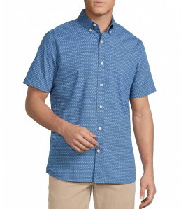 �_�j�G�� �N���~�� �����Y �g�b�v�X �V���c �v�����g Cremieux Blue Label Supima Diamond Print Short Sleeve Woven Shirt Delft Blue �u���[