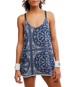 �t���[�s�[�v�� ���f�B�[�X �g�b�v�X �����s�[�X �v�����g �~�j �m�[�X���[�u Free People FP Movement Hot Shot Bandana Printed Scoop Neck Sleeveless Mini Dress Bandanavy Combo �l�C�r�[