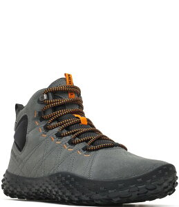 ������ �����Y �V���[�Y �X�j�[�J�[ �X�G�[�h Merrell Men's Wrapt Mid Waterproof Suede High Top Sneakers Granite