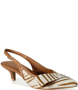 �f�B�o�g�D���[ ���f�B�[�X �V���[�Y �q�[�� �v�����g �_�E�� Diba True Settle Down Zebra Print Calf Hair Slingbackitten Heel Pumps White/Tan �z���C�g