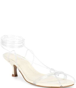 �t�@�[�� ���f�B�[�X �V���[�Y �q�[�� �T���_�� ���[�X Farm Rio Spaghetti Jelly Lace Up Kitten Heel Dressandals Clear/Ivory �A�C�{���[