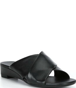 �G�R�[ ���f�B�[�X �V���[�Y �T���_�� ���U�[ ECCO Astrid Leather Criss-Cross Banded Wedge Slide Sandals Black �u���b�N