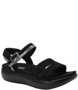 �A���O���A ���f�B�[�X �V���[�Y �T���_�� ���U�[ Alegria Blinda Mixed Leather Adjustable Rocker Sole Sandals Black �u���b�N