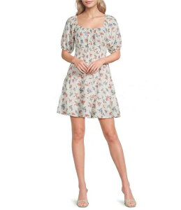 �A���A�g ���f�B�[�X �g�b�v�X �����s�[�X �e�B�A�[�h A ���C�� �t�����[�� �t�����[ Ariat Juliet Floral Square Neck Short Puff Sleeve Tiered A-Line Dress Floral Print