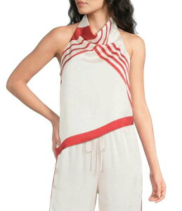 ���[�V�[�p�� ���f�B�[�X �g�b�v�X �V���c �T�e�� �m�[�X���[�u �z���^�[ Lucy Paris Mariah Satin Stripe Halter Neck Sleeveless Coordinating Top Cream �N���[��