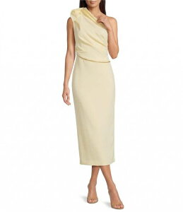 �}���P�b�T ���f�B�[�X �g�b�v�X �����s�[�X �N���[�v �~�f�B Muse by Marchesa Tulip One Shoulder Stretch Crepe Column Midi Dress Macaroon