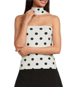 �W�����r�j ���f�B�[�X �g�b�v�X �V���c �h�b�g�� �h�b�g �X�g���b�v���X Gianni Bini Strapless Polka Dotube Top With Scarf Ivory/Black �A�C�{���[