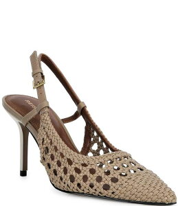 ���C�X ���f�B�[�X �V���[�Y �q�[�� ���U�[ Reiss Lena Woven Leather Slingback Stiletto Pumps Taupe �g�[�v