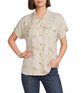 �A���A�g ���f�B�[�X �g�b�v�X �V���c Ariat Badlands Collared Short Sleeve Snap Front Camp Shirturtledove Ranchscape