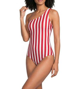 �M�u�\���A���h���e�B�}�[ ���f�B�[�X �g�b�v�X �����s�[�X Gibson & Latimer Shoreline Stripe One Shoulder One Piece Swimsuit Lipstick Red ���b�h