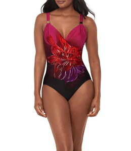 �~���N���X�[�c ���f�B�[�X �g�b�v�X �����s�[�X Miraclesuit Petali Rosa Siren Scoop Neck Underwire Surplice One Piece Swimsuit Black/Multi �u���b�N