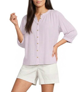 �E�G�X�g�o�E���h ���f�B�[�X �g�b�v�X �V���c Westbound Banded Collar 3/4 Sleeve Button Frontopastelilac ���C���b�N