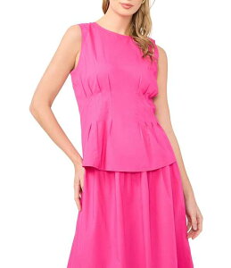 ���B���X�J���[�g ���f�B�[�X �g�b�v�X �V���c �v���[�c �m�[�X���[�u���E�X Vince Camuto Round Neck Sleeveless Pleated Coordinating Blouse Raspberry Sorbet