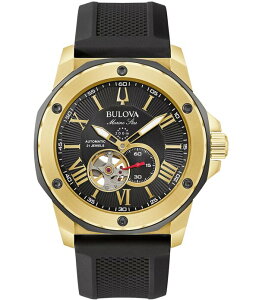 �u���o ���f�B�[�X �A�N�Z�T���[ �r���v Bulova Men's Marine Star Series A Mechanical Automatic Black Silicone Strap Watch Black �u���b�N
