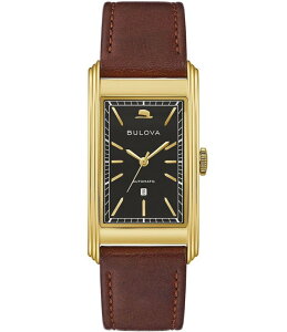 �u���o ���f�B�[�X �A�N�Z�T���[ �r���v ���U�[ Bulova Men's Classic Three Hand Automatic Brown Leather Strap Watch Brown �u���E��