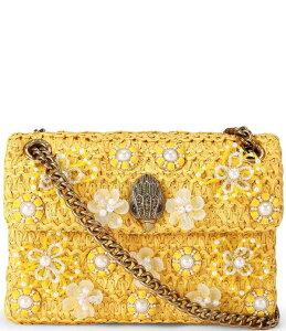 �J�[�g�W�F�C�K�[�����h�� ���f�B�[�X �o�b�O �~�j Kurt Geiger London Raffia Flower Embellished Mini Kensington Convertible Crossbody Bag Yellow �C�G���[