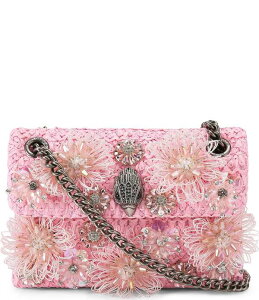 �J�[�g�W�F�C�K�[�����h�� ���f�B�[�X �o�b�O �t�����[�� �~�j �t�����[ Kurt Geiger London Raffia Mini Kensington Floral Embellished Convertible Crossbody Bag Pink �s���N